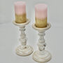 Pair Of White Wooden Pillar Candle Holders, thumbnail 2 of 10