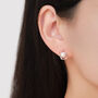 Genuine Pearl And Mobius Circle Stud Earrings In Sterling Silver, thumbnail 7 of 12