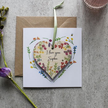 Valentine's Day Personalised Card And Wooden Heart, 7 of 9