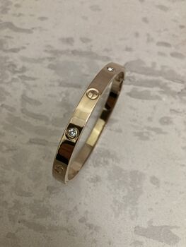 Stainless Steel Luxury Engraved Rose Gold Bangle, 2 of 3