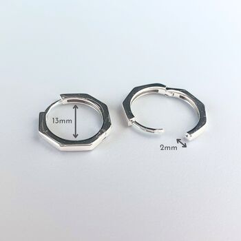 Sterling Silver Geometric Huggie Hoop Earrings, 5 of 7