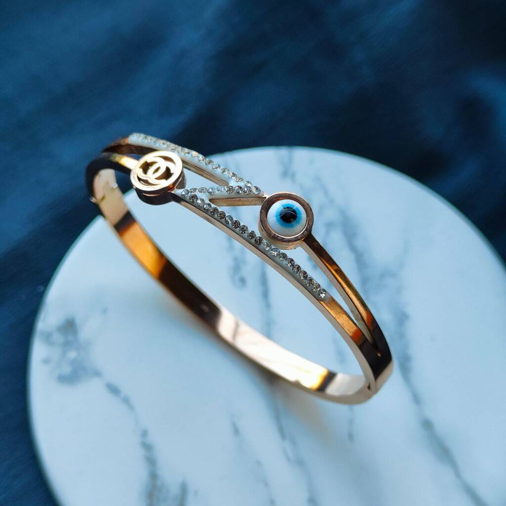 18ct Rose Gold Zircon Luxury Cuff Wrist Bangle Bracelet – The Colourful Aura