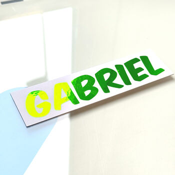Handmade Name Sticker Personalised Fluorescent Vinyl, 5 of 6