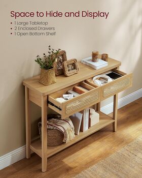 Console Table Boho Style Two Drawers Hallway Table, 3 of 6