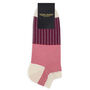 Oxford Stripe And Classic Burgundy Men's Trainer Socks, thumbnail 3 of 7