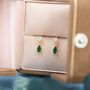 Emerald Green Cz Dangle Round Droplet Stud Earrings, thumbnail 4 of 11