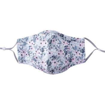 Grey Floral Tripple Layered Reusable Face Covering, 3 of 5
