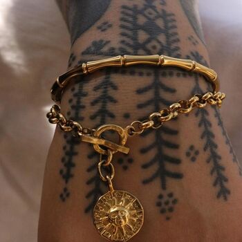 18kt Gold Plated Bamboo Hinged Bangle, 6 of 6