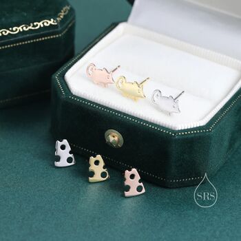 Mouse And Cheese Stud Earrings In Sterling Silver, 8 of 12