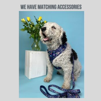 Navy And Pink Floral Dog Collar Bow Tie, 2 of 5