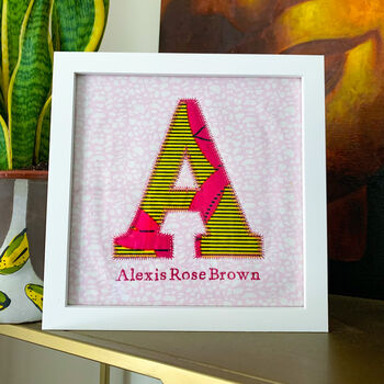 Framed Personalised African Print Letter, Baby Nursery, 7 of 9