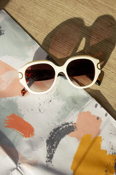 Cream Circle Arm Detail Oversize Sunglasses, 5 of 7