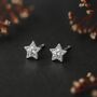 Girls Twinkling Sterling Silver Star Stud Earrings, thumbnail 3 of 5