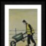 Framed 'Wheelbarrow Man' A4 Lowry Style Art Print, thumbnail 2 of 2