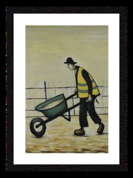 Framed 'Wheelbarrow Man' A4 Lowry Style Art Print, 2 of 2