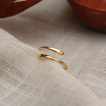 Gold Adjustable Wrap Hug Ring With Personalised Initials, 3 of 9