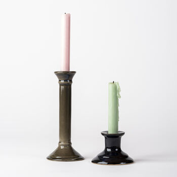 Handcrafted Ceramic Dark Green Taper Candle Stick, 3 of 3