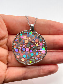 Festive Disco Necklace With Silver Sparkles In Medium Size, 4 of 11