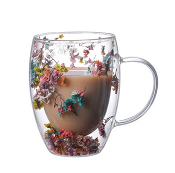 Large Double Wall Coffee Mug With Dried Flowers, 2 of 3