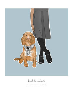 'Back To School' Illustrated Child And Pet Print, 3 of 5