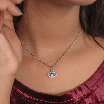Evil Eye Zircon Charm Protection Turkish Pendant Necklace, 3 of 3