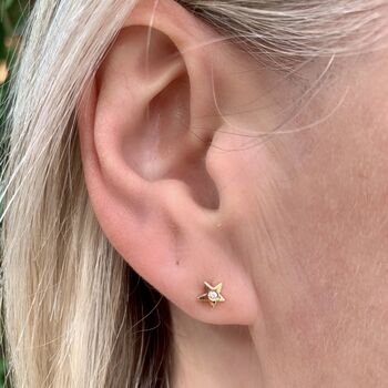 Dainty 9ct Gold Star Studs With Cubic Zirconia, 2 of 2