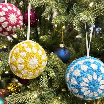Set Of Nine Christmas Baubles Crochet Kit, 5 of 7