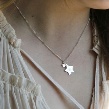 Sterling Silver Double Star Necklace, 2 of 5