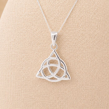 Personalised Sterling Silver Celtic Triquetra Trinity Knot Pendant Necklace, 3 of 11