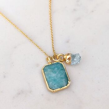 The Duo Amazonite Necklace, Gold Plated, 2 of 11