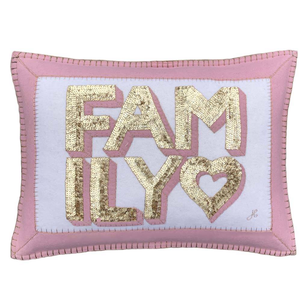 Sequin Family Cushion In Pink Wool