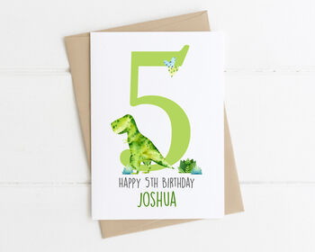 Personalised Children's Birthday Card Green Dinosaur, 5 of 8