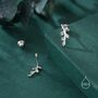 Tiny Leaf Screw Back Earrings In Sterling Silver, thumbnail 2 of 9