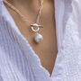 Silver Link And Oversized Pearl Necklace, thumbnail 1 of 3
