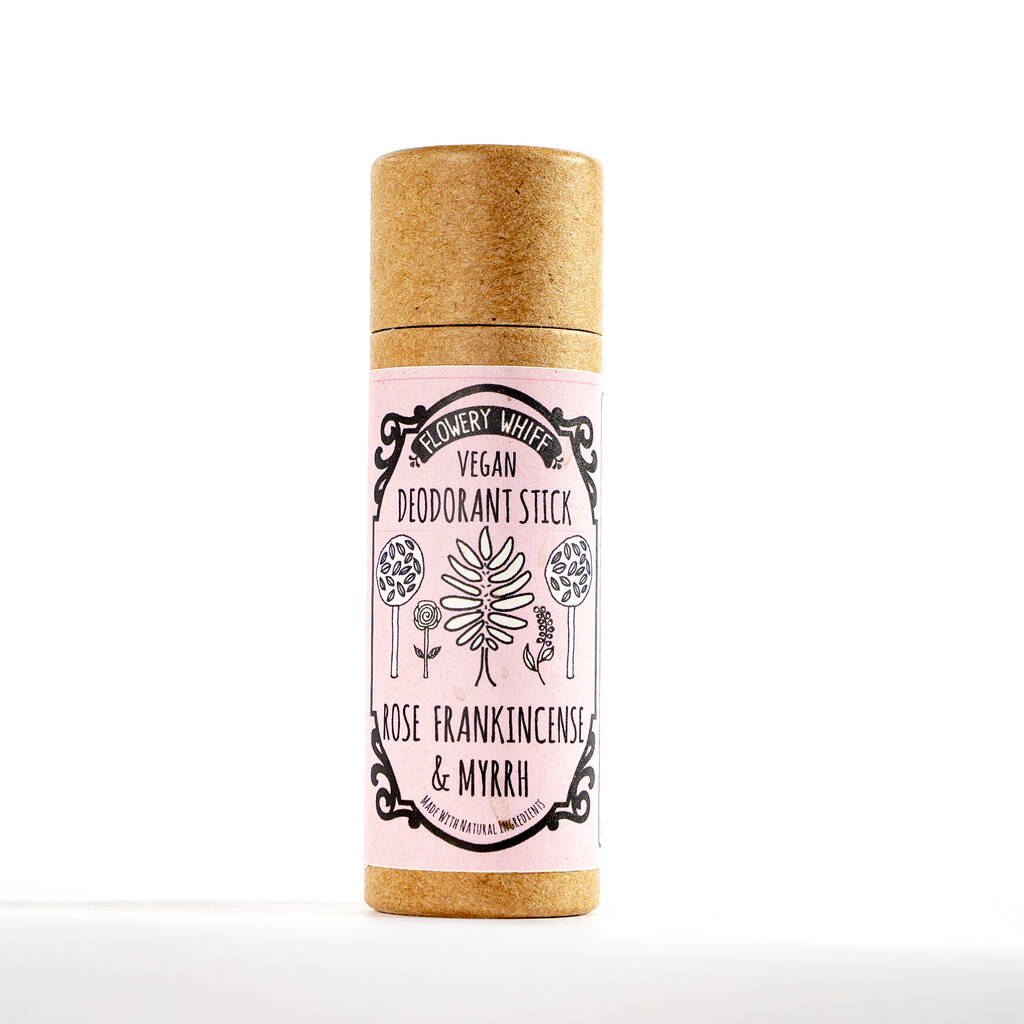 Rose Frankincense And Myrrh Vegan Deodorant Stick By Flowery Whiff