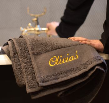 Personalised Charcoal And Gold Bath Or Hand Towel, 3 of 3