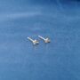 Tiny Cross Stud Earrings, Minimalistic Dainty Studs, thumbnail 2 of 7