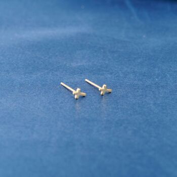 Tiny Cross Stud Earrings, Minimalistic Dainty Studs, 2 of 7