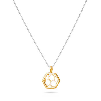 9k Gold Honeycomb Bee Necklace, 2 of 3