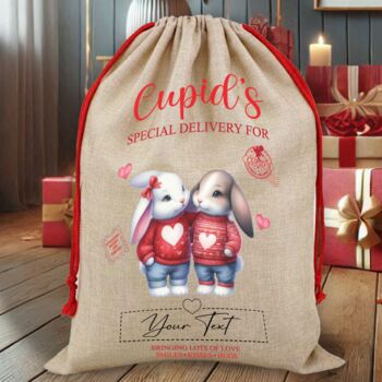 Personalised Valentine Animal Couple Love Heart Cupid Sack, 9 of 12