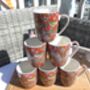 Set Of Six Aspen Mugs In Red Strawberry Thief, thumbnail 4 of 12