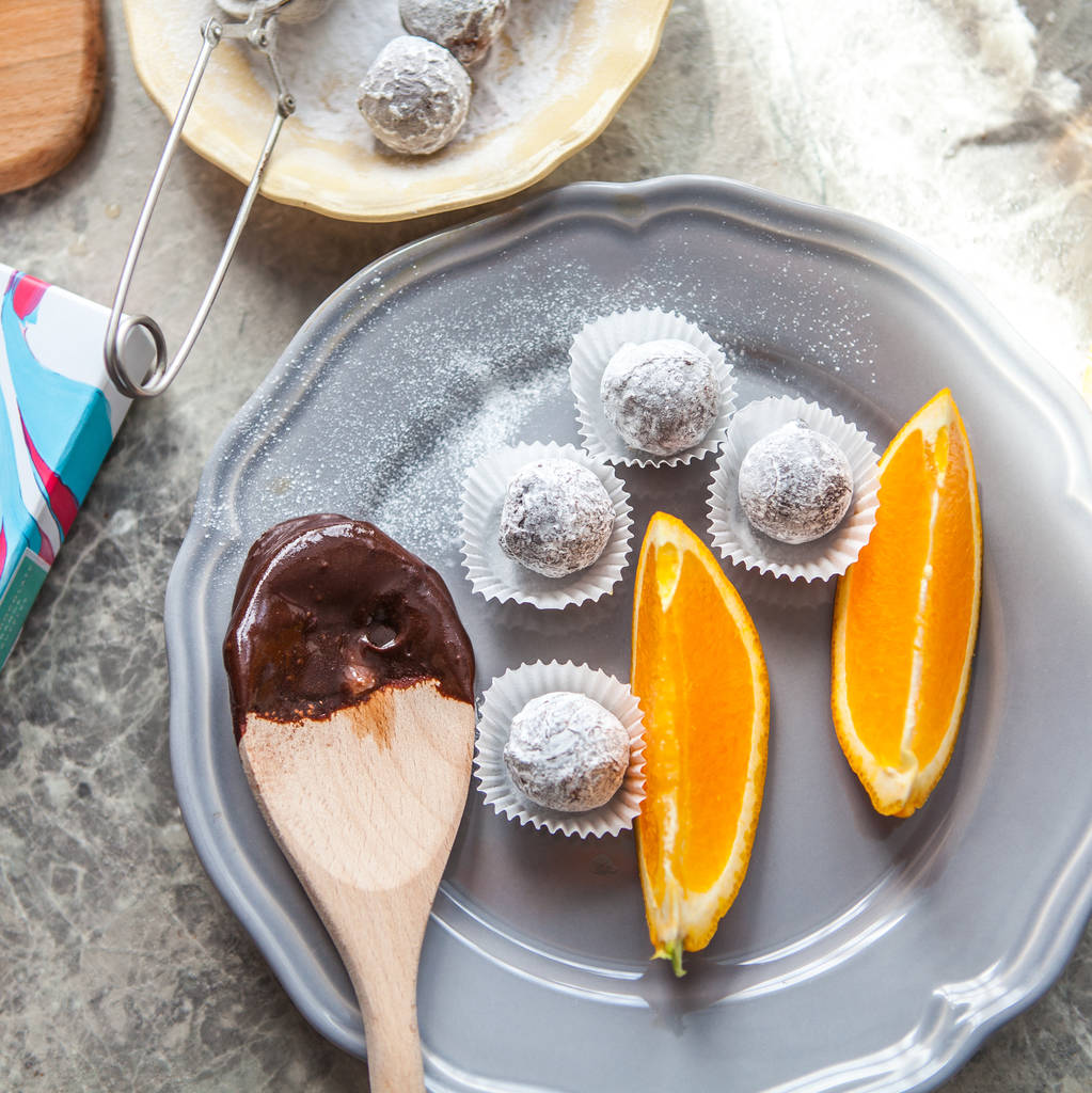dark chocolate orange truffles by costello & hellerstein