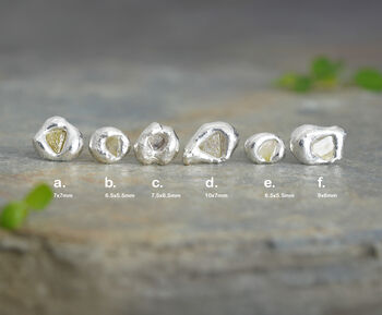Set Of Six Mix And Match Pebble Stud Earrings With Rough Diamonds, 3 of 3
