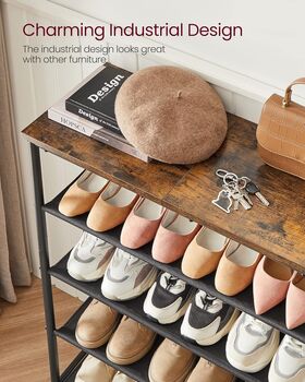 Industrial Shoe Rack With Fabric Shelves, 9 of 11