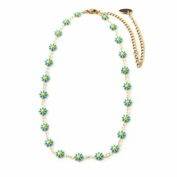 Turquoise Sun Flower Floral Choker Summer Necklace, 5 of 8