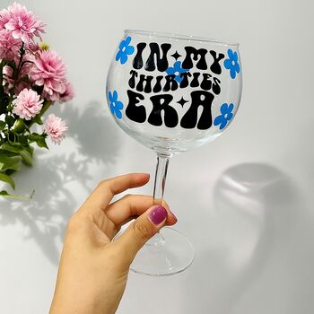 Personalised Thirties Era Large Cocktail Glass – Retro Birthday Gift For Her, 30th Milestone Celebration Glassware, 2 of 5