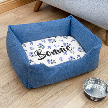 Personalised Luxury Blue Comfort Dog Bed, 6 of 12