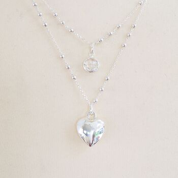 Silver Plated Crystal And Heart Layered Necklace, 4 of 7