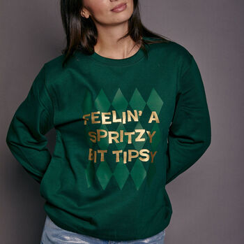 Spritzy Bit Tipsy Slogan Christmas Sweatshirt, 4 of 8