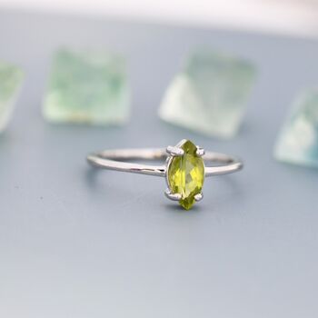 Genuine Green Peridot Crystal Ring In Sterling Silver, 4 of 12
